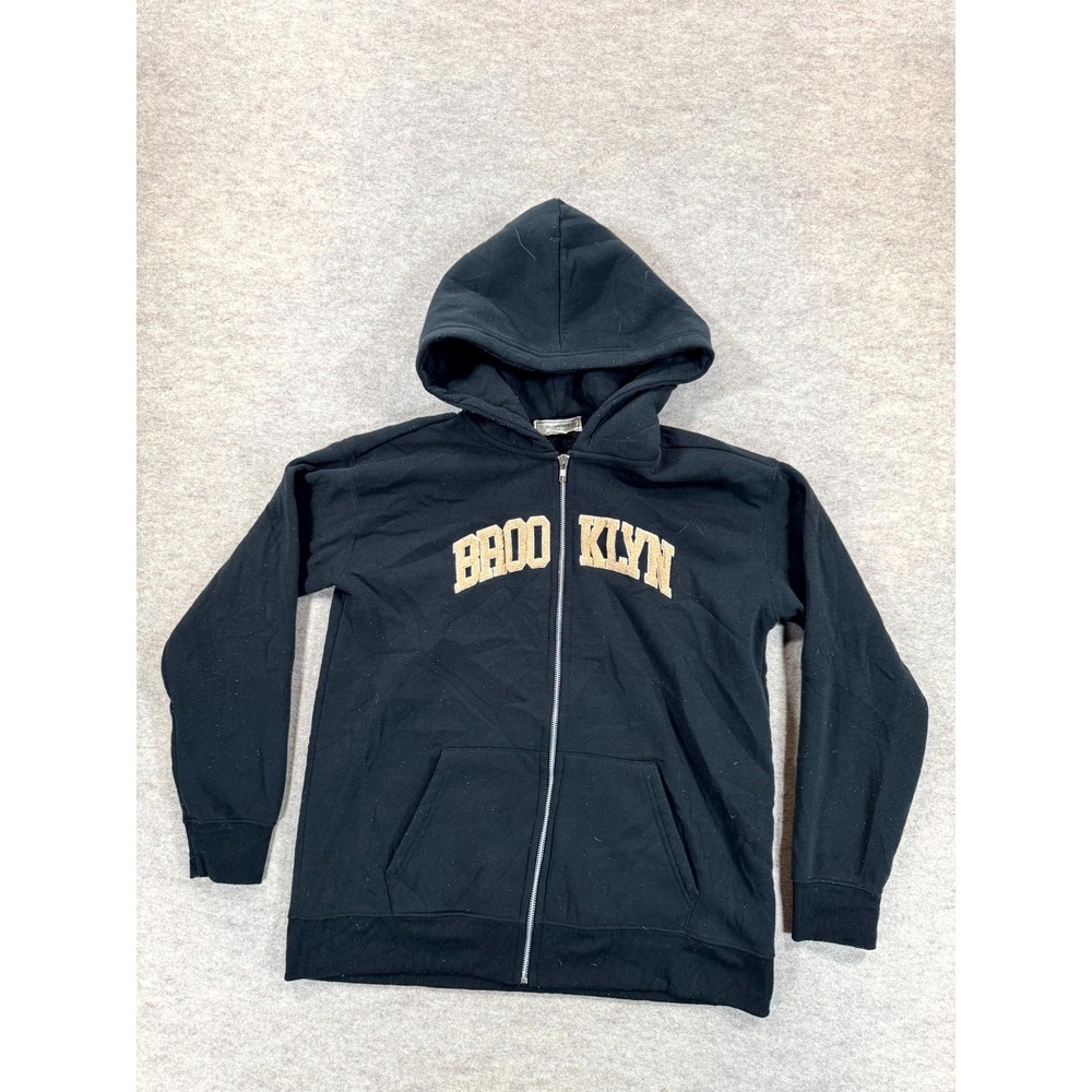 No Comment Brooklyn Hooded Jacket Mens Medium Black Fleece Lined Winter Full Zip